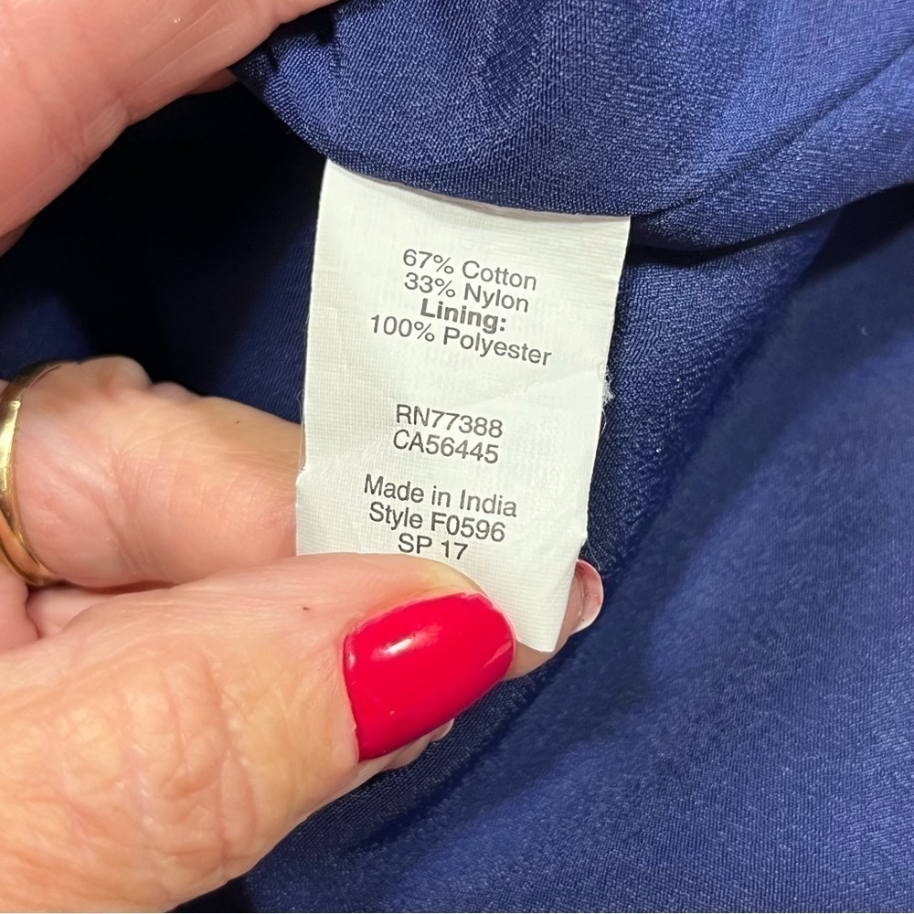 J. Crew Factory Blue Lace Short Sleeve Top 0 - Picture 10 of 11